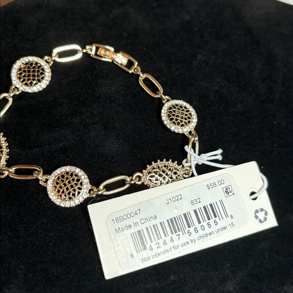 Marchesa Brushed Gold Crystal Link Bracelet - Picture 5 of 5